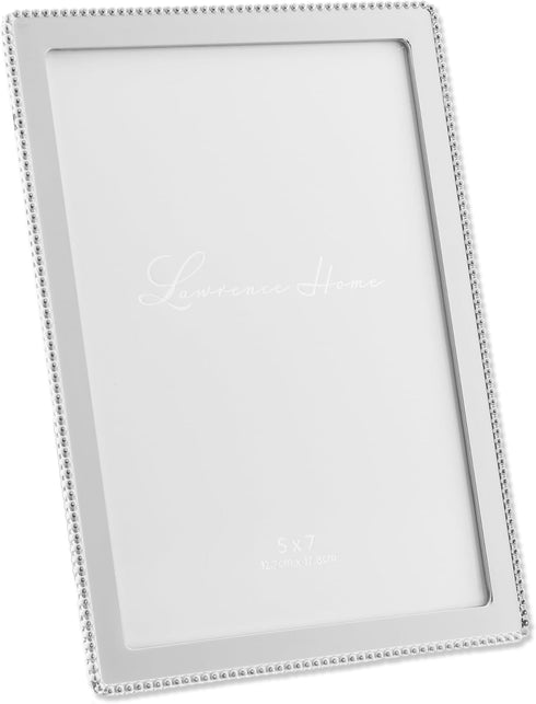 Lawrence Frames Metal Picture Frame with Delicate Outer Border of Beads, Silver, 5x7...