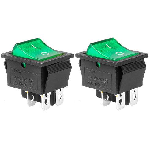 QTEATAK KCD4 2Pcs DC 12V-24V 30A DPST 4-Pin 2 Position ON/Off Boat Rocker Toggle Switch with Green LED Light (Only for DC12-24V)...