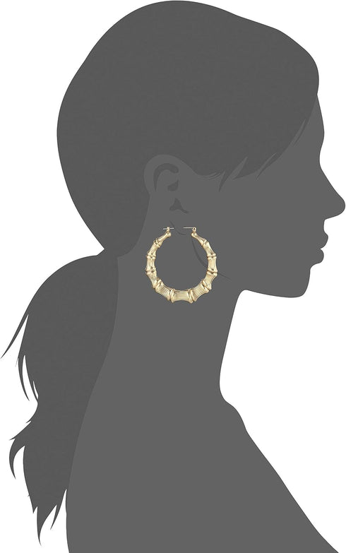 Betsey Johnson Womens Bamboo Hoop Earrings...
