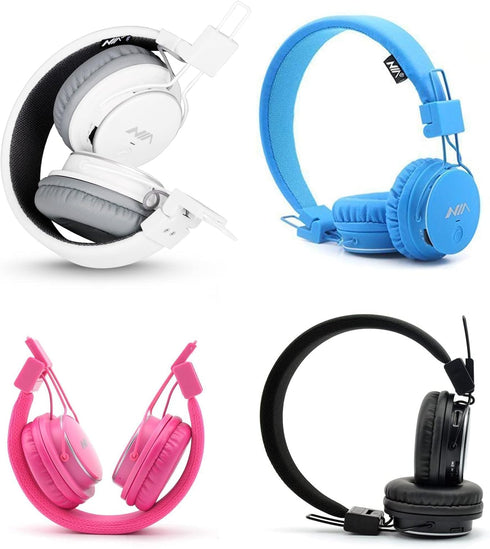 NIA Wireless Over Ear Headphones, Multifunctional Foldable Colorful Stereo Bass Bluetooth Headsets with 3.5mm Jack/Microphone/MP3 Player/FM Radio ...