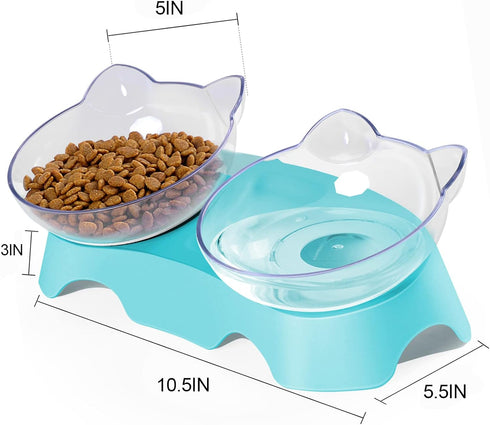 MILIFUN Cat Bowls, Cat Food Bowls Elevated Tilted, Anti Vomiting Kitty Bowls for Puppy and Bunny, Orthopedic Cat Bowls for Indoor Cats.(Blue)...