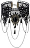 Vintage Lace Skull Choker Necklace, Lace Gothic Statement Necklace, Halloween Goth Choker Necklaces, Vampire Choker Necklace Costume for Women (Bl...