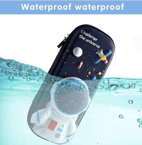 3D Astronaut Pencil Case for Kids Boys, Waterproof Pencil Box with Compartments Pen Pouch (Dark Blue)......