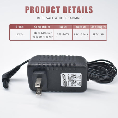 15V Charger for Black and Decker 90627870 Dustbuster Handheld Vacuum HHVI315JO42 HHVI320JR02 HFVB320J27 HLVA320JS10 S003AQU1500015 Power Adapter, ...