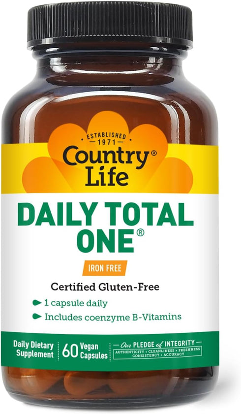 Country Life Daily Total One Multivitamin, Iron Free Once a Day Multivitamin & Multimineral Complex, Vitamins A, C, D, Including Coenzyme B-Vitami...