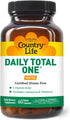 Country Life Daily Total One Multivitamin, Iron Free Once a Day Multivitamin & Multimineral Complex, Vitamins A, C, D, Including Coenzyme B-Vitami...