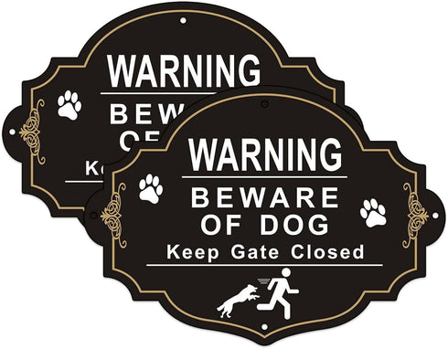Beware of Dog Sign, 2 Pack Beware of Dog Signs for Fence, 10.6x7.7 Inch Rust Free Aluminum Metal Sign, Fade Resistance, UV Protected, Indoor/Outdo...