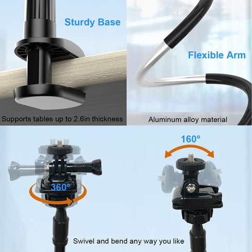 32 Inch Webcam Stand Camera Mount, Upgraded Thick Base Flexible Gooseneck Camera Stand Desk Webcam Mount Clamp for Logitech Webcam C930e C930 C920...