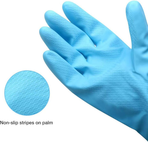 Alimat PluS 4PCS Reusable Cleaning Gloves Latex Free, Dishwashing Gloves with Cotton Flock Liner and Embossed Palm, Waterproof Household Rubber Gl...