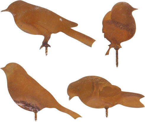 4Pcs Rusty Metal Birds Rusty Birds Decoration Simulation Metal Bird Figurine for Garden Ornaments Home Decor Silhouette Outdoor...