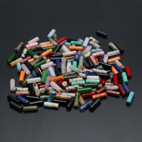 40 Pcs Healing Loose Beads Cylinder Shape Natural Necklace Stone Pendants Crystal Charms for Jewelry Making DIY Craft...