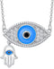 LONAGO Evil Eye Necklace Silver Evil Eye Pendant Necklace Gift for Women...