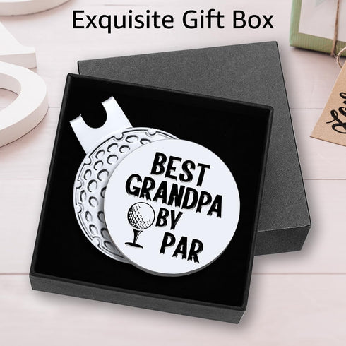 Best Grandpa by Par Golf Ball Marker with Magnetic Hat Clip, Funny Golf Accessories and Golf Gifts for Men Grandpa, Birthday Christmas Retirement ...