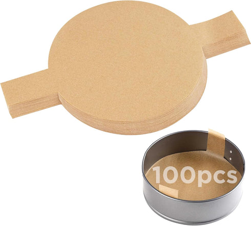 GeeRic 100 Pcs Baking Parchment Paper, 9 inch Round Cake Pan Liner with Lift Tab, Non-Stick Precut Baking Parchment for Baking Cookies, Bread (Unb...