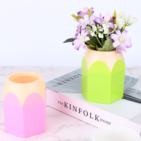 6pcs Pencil Shaped Pen Holders,Pencil Storage Organizer,Cute Desktop Pen Cup,Makeup Brush Container,Pencil Pot,Cartoon Stationery Rack,Creative St...