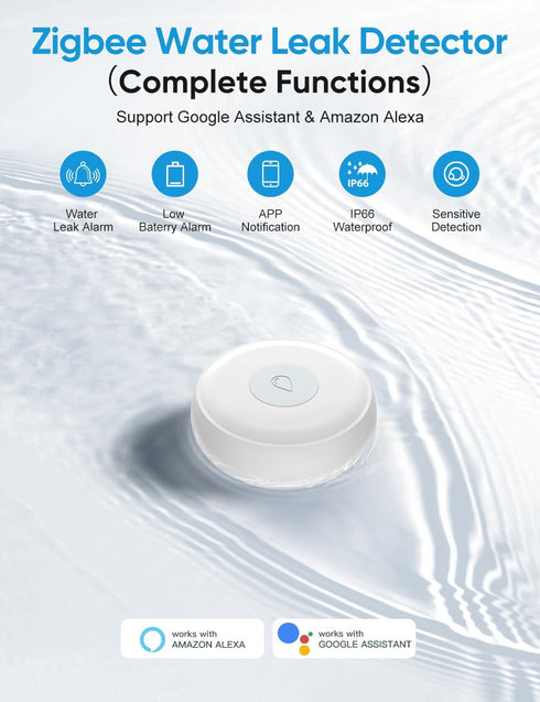 Maxcio Water Leak Sensor 3 Pack, Wireless Water Leak Detector with App Notifications, Smart Home Automation Water Sensor Alarm for Kitchen Bathroo...