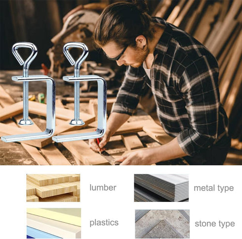 Woodworking C-Clamp, 2PCS Stainless Steel Heavy Duty Clamps for Welding, Wide Jaw 2" Desk Bench Dog Hole Clamp for Wood Edge Clamps...