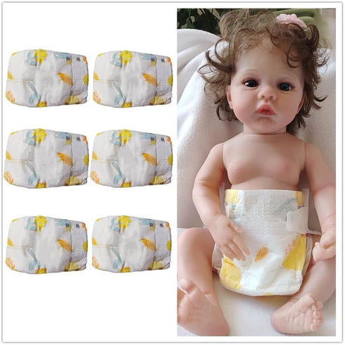 Reborn Baby Dolls Diapers for 18-24 inch Newborn Doll Accessories 6-Piece Pack...