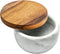 white Marble Base Wood Cover Salt Box with spoon Large Solid Natural Acacia lid white Marble base Elegant Design Decorative Boxes Big Capacity Sal...