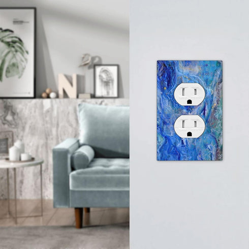 Teal Green Marble 1 Gang Outlet Covers Duplex Receptacle Wall Plate Decorative Electrical Faceplate Lightswitches for Bathroom Home Living Room Be...