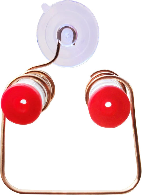 Window Hummingbird Feeder One Perch Home Decorations Copper Hummingbird Water Feeder with Glass Bottles Suction Cups 2Pcs...
