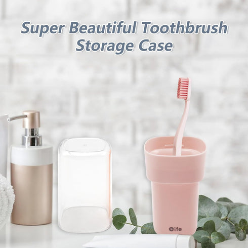 Portable Travel Toothbrush Case, Covered Toothbrush Cup Holders, Toothbrush and Toothpaste Travel Case, Toothbrush Storage Organizer Container for...
