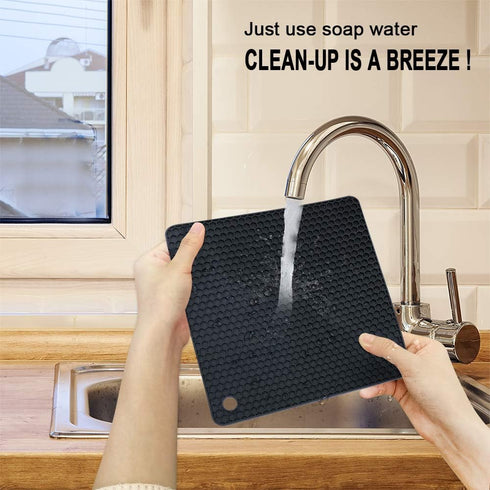 Walfos Silicone Trivet Mats - 4 Heat Resistant Pot Holders, Multipurpose Non-Slip Hot Pads for Kitchen Potholders, Hot Dishers, Jar Opener, Spoon ...