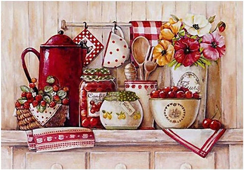 Irfora 5D Painting Kits Kitchen DIY Full Drill Painting Needlework Crystal Painting Rhinestone Cross Stitch Mosaic Paintings Arts Craft for Home W...