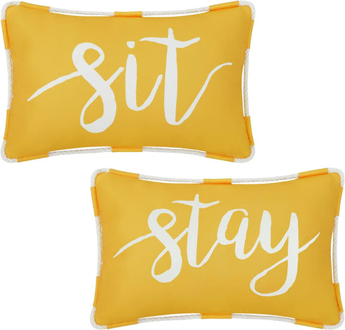 Outdoor Pillow Covers 12 x 20 Inch, Waterproof Yellow Lumbar Throw Pillows for Patio Porch Furniture Couch, Yellow Decorative Cushion Cover, Sprin...