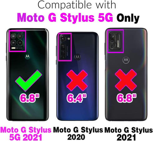 Furiet Compatible with Moto G Stylus 5G 2021 Wallet Case Flip Credit Card Holder Cell Folio Purse Lanyard Wrist Strap Rugged Slot Mobile Phone Cov...