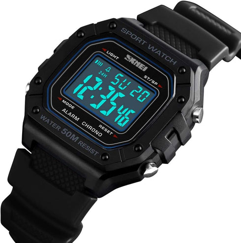 Men Outdoor Sport Digital Watch 5Bar Waterproof Alarm Back Light LED Fashion Chronograph Wristwatches...