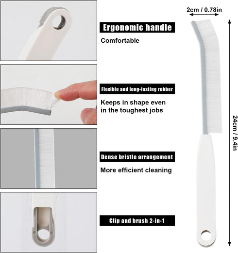 3pcs Gap Cleaning Brush, Hard Bristle Crevice Cleaning Brushes Dead Corners Multifunctional Brushes Clip Brush 2-in-1 Skinny Detail Cleaner for Ho...