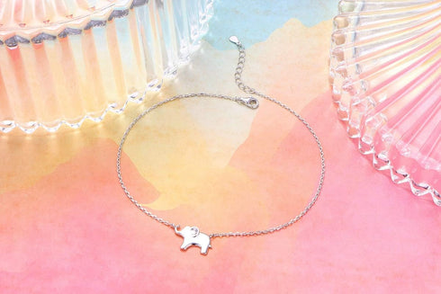 Ladytree S925 Sterling Silver Lovely Elephant Ankle Foot Bracelet Anklet for Women Jewelry...
