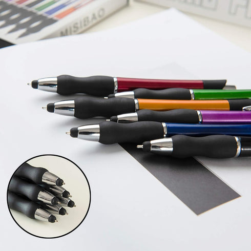 Retractable Ballpoint Pens Black Ink Pen Medium Point Work Smooth Writing for Men Women Pens for Universal Touchscreen Devices, iPad, iPhone, Andr...