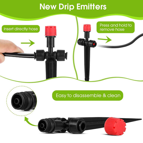 25 Pcs Drip Irrigation Emitters for 1/4'' drip irrigation Adjustable 8 Hole Water Flow Dripper Irrigation Drip Heads with Stake for (4-7mm) Garden...