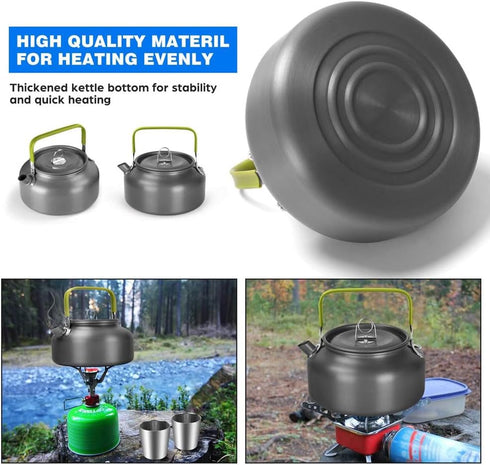 1.2L Outdoor Teapot Water Bottle Aluminum Alloy Cookware Camping Cooking Picnic Tableware Kettle Pot for Outdoor Hiking...