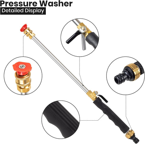 High-Pressure Jet Nozzle Power Washer for Garden Hose, High Pressure Hose Nozzle, Sprayer with 2 Metal Nozzles, Washer Wand Watering Sprayer for C...