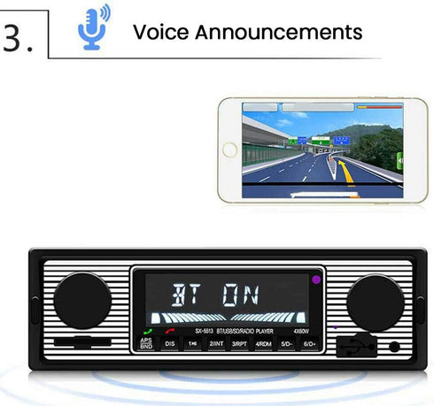 Car Stereo for Bluetooth, Retro Car FM Radio Smart Player, Electronic Auto FM Radio Receiver, Hands-Free Calling, Support MP3/WMA/WAV/AUX...