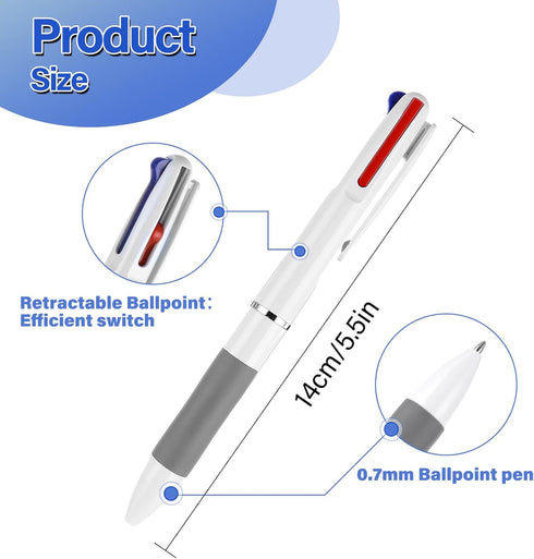 5 Pcs 3 in 1 Multicolor Ballpoint Pens, 0.7mm Black Blue Red Ink Rollerball Pen Soft Grip Retractable Fine Point Pens Multicolor Ink Pens for Jour...