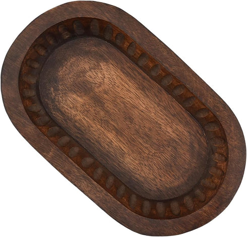 Mango Wood Decorative Bowls for Home Décor, Decorative Long Wooden Bowl for Table Centerpiece (10" x 6" x 2")...