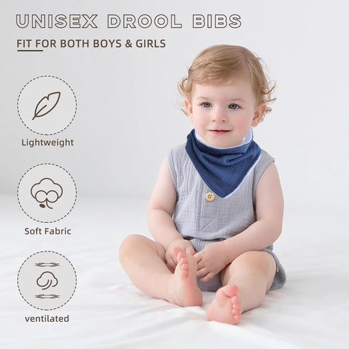 Muslin Bibs, Muslin Baby Bibs for Girls & Boy Muslin Bandana Bibs 100% Cotton Baby Bibs for Drooling and Teething...