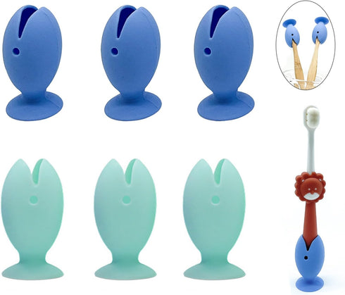 Standing Tooth Brush Head Cover,Children Silicone Protector Cap,Travel Toothbrush Suction Cup Holder,Dustproof Toothbrush Protect Case, Fish Shape...