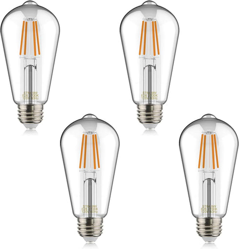 ST64 LED Filament Bulbs, 100W Equivalent, Edison Vintage Dimmable Energy Efficient Lamp for Pendant Wall Light Fixtures Office Bedroom Bathroom, E...