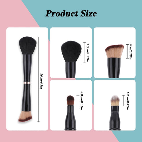 4 in-1 Makeup Brush Set, Foundation Brush Blush Brush Eyeshadow Powder Brush Concealer Brush All-in-One Travel Makeup Brushes Double Ended Makeup ...