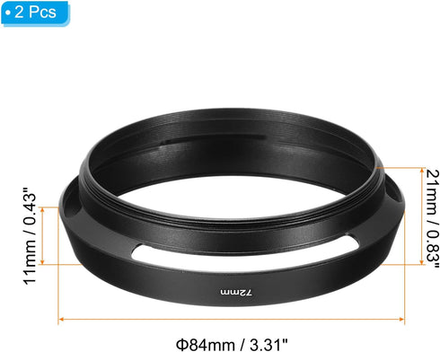 PATIKIL 72mm Lens Hood, 2Pcs Standard Vented Matte Surface Anti-reflective Inside Hollow Lens Hood for Universal Camera Lens, Black for Nikon, for...