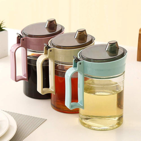 TENTA KITCHEN Oil Dispenser Vinegar Dispenser Maple Syrup Dispenser Glass Bottle Cruet No Drip Plastic Bottle Spout with Protective Cap drip Free ...