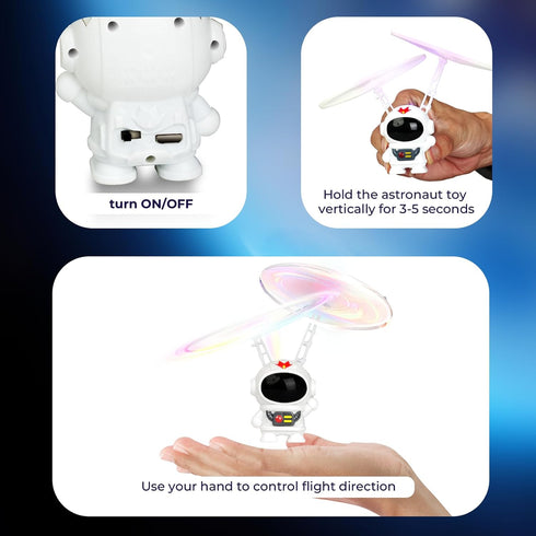 Astronaut Flying Toys for Kids Flying Orb Ball Toy Hand Operated Drones with LED Light Flying Ball Drone Indoor Outdoor Boys Girls Adults Gifts...