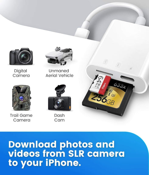 USB C SD TF Card Reader for iPhone 15 3-in-1 Type C Trail Camera Adapter Card Reader Plug and Play Compatible for MacBook Android Samsung, Chargin...