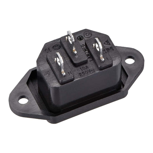 uxcell Panel Mount Plug Adapter 10A C14 3P IEC Inlet Module Power Connector Socket Straight...