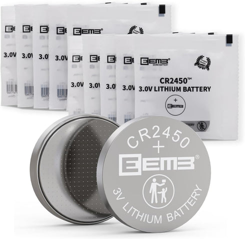 EEMB 10 PACK CR2450 Battery 3V Lithium Battery 2450 Button Coin Cell Batteries DL2450?ECR2450?BR2450 for Watch Tea Lights Votive Candles Alarm Sys...